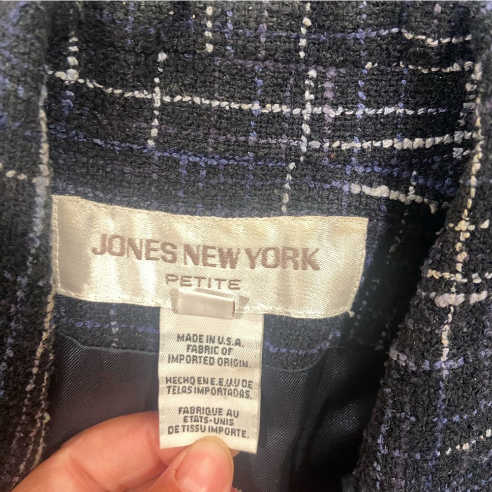 Jones New York blue plaid tweed jacket - Picture 7 of 9